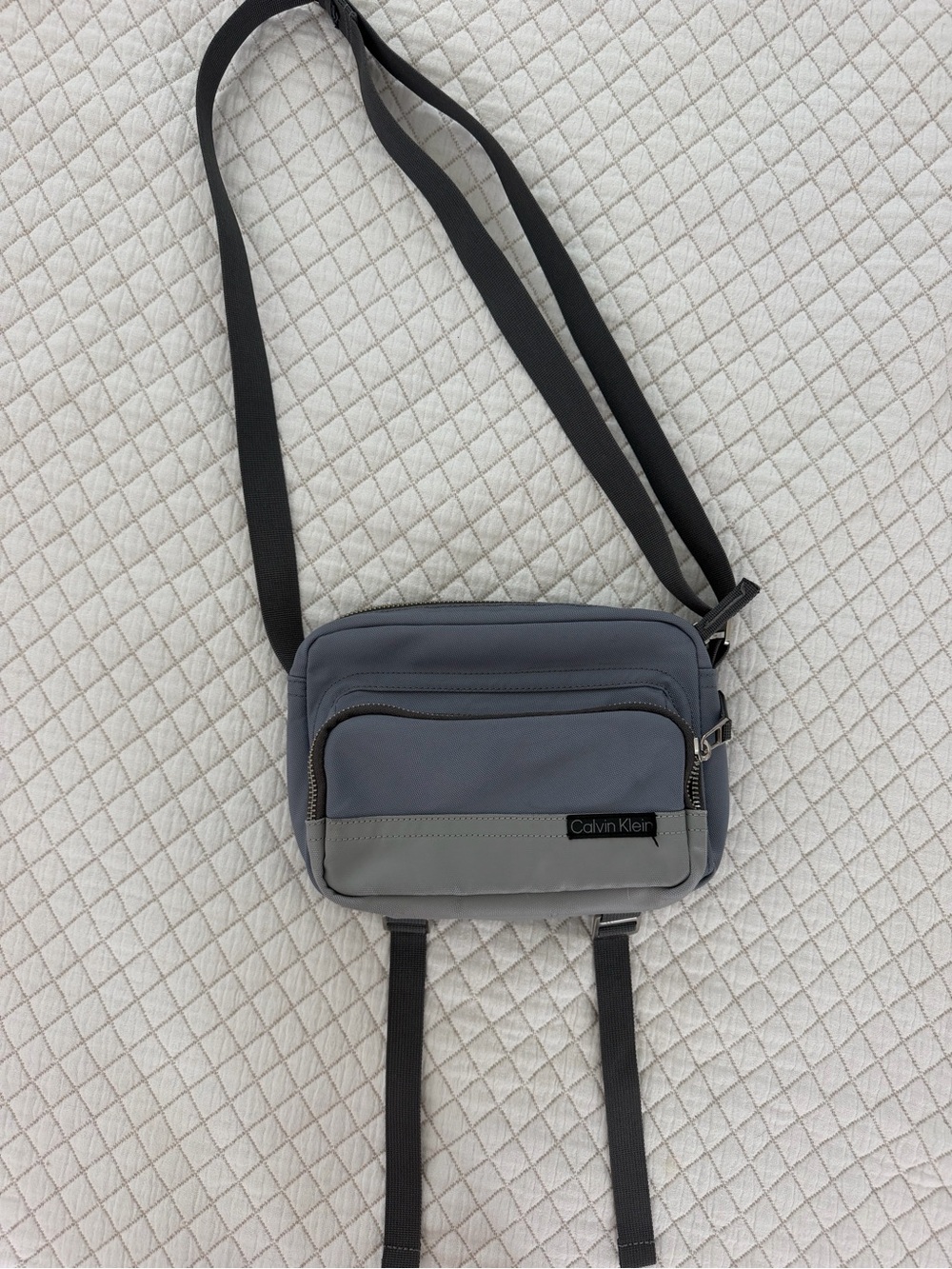 Calvin Klein Two-Tone Gray Belt Bag with Black Strap